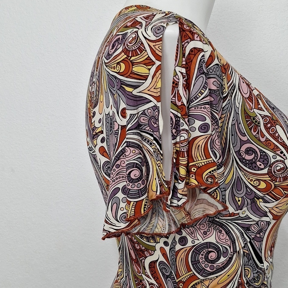 Lascana Multicolor Bohemian Feminine V-Neck Mock Wrap Print Maxi Dress Size 8 - Picture 11 of 16